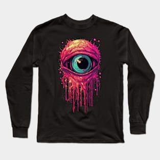 The Beholden Eye Freaky Comic Horror Art I Long Sleeve T-Shirt